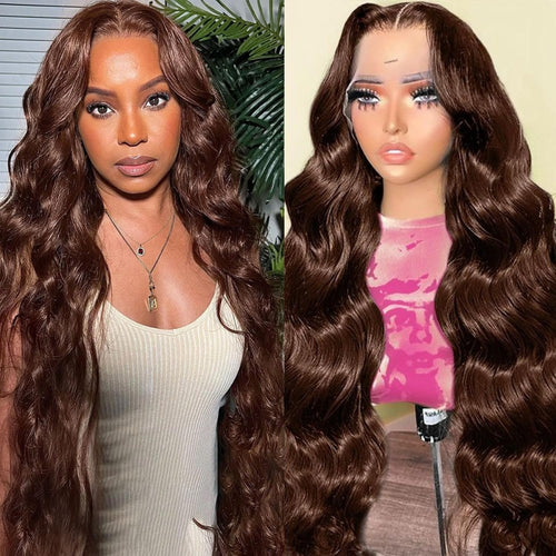 13x4 Lace Front Wig — Chocolate Brown Body Wave, 150% Density