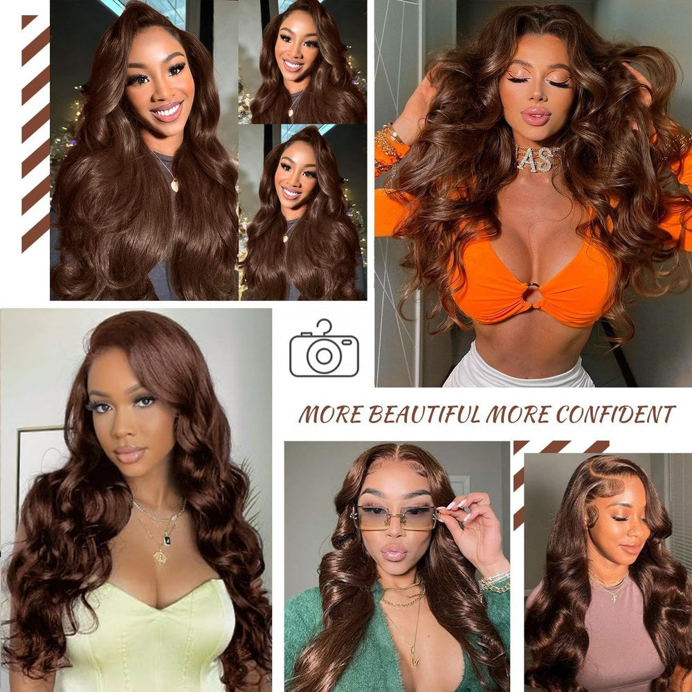13x4 Lace Front Wig — Chocolate Brown Body Wave, 150% Density — view 2