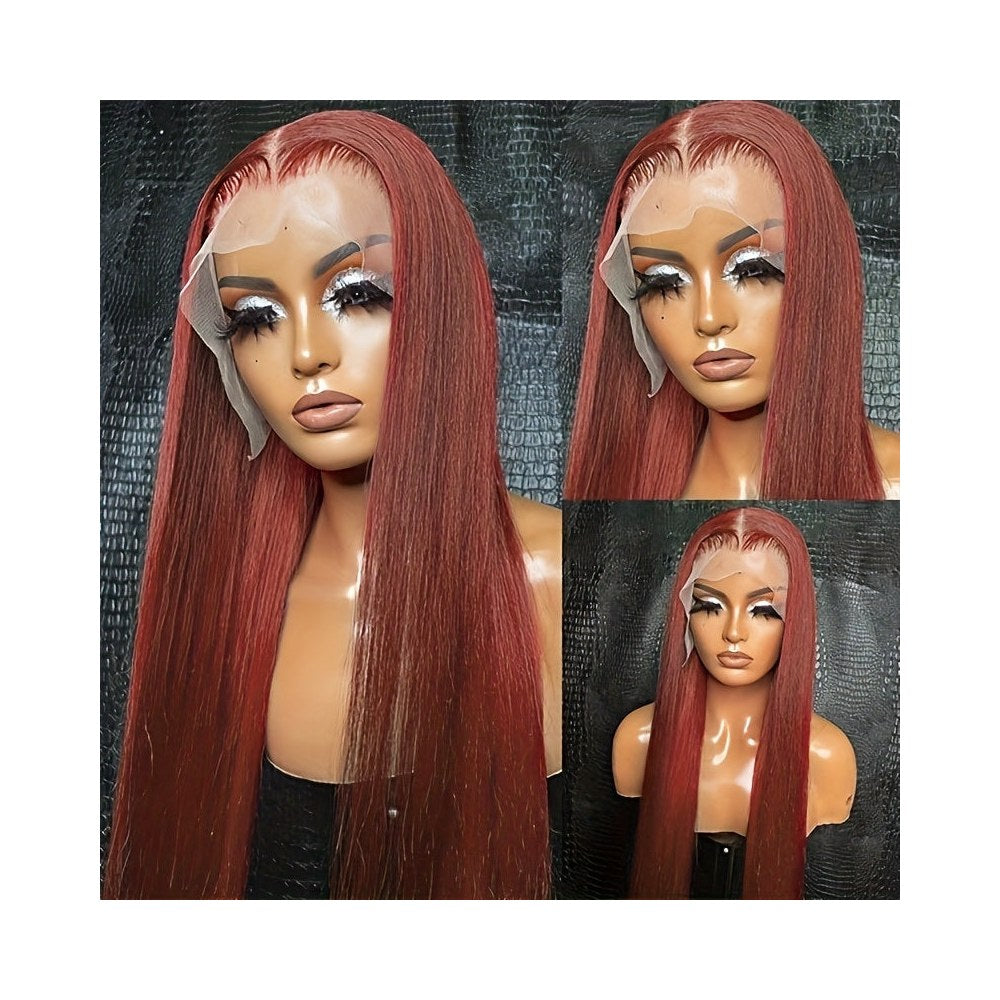 13x4 Straight Reddish-Brown Lace Front Wig HD Lace, Human Hair