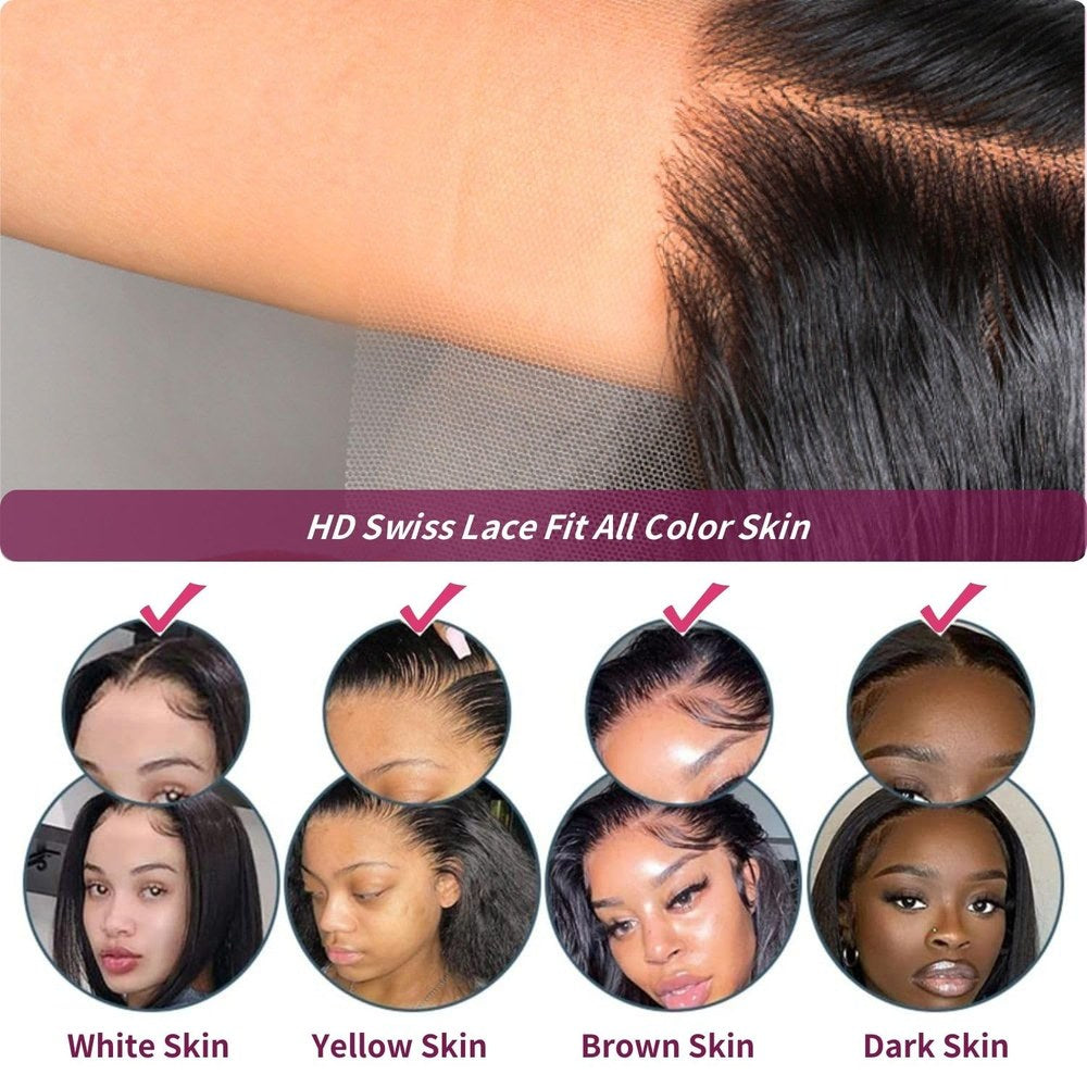 13x6 Front Lace Human Hair Wig Body Wave, Natural Color, 150