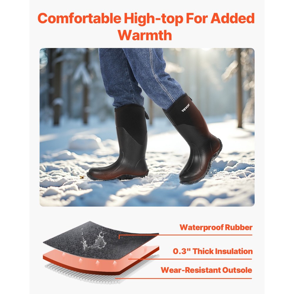 Men's Rubber Boots, Protective Footwear, Waterproof Anti Slip Hunting
