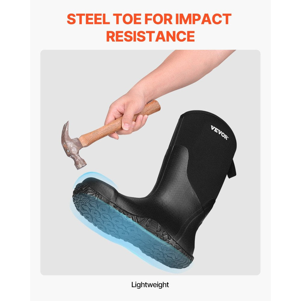 Men's Steel Toe Rubber Boots, Protective Footwear, Waterproof Rain