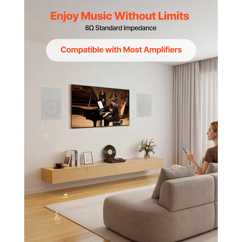 In-Wall Speakers, 8", In Wall Speaker System With Paintable Grille — product photo