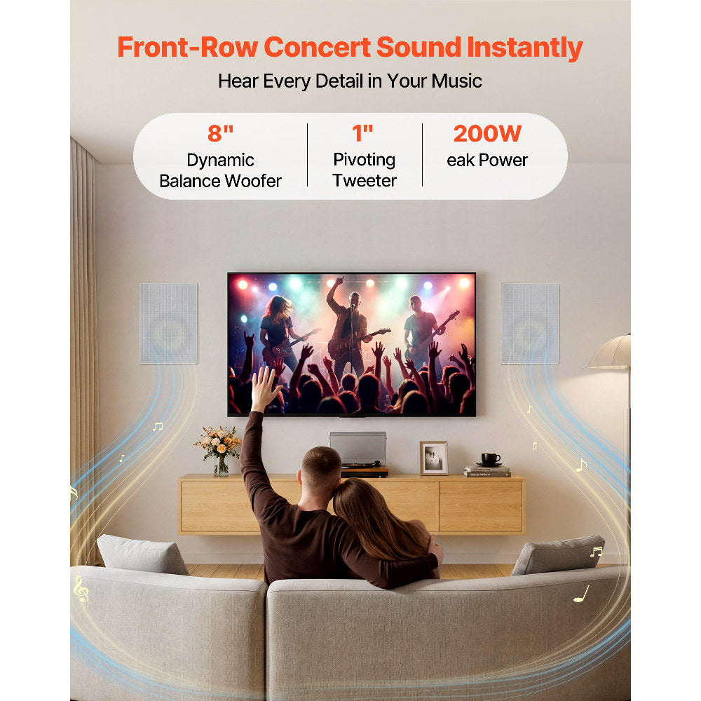 In-Wall Speakers, 8", In Wall Speaker System With Paintable Grille — product photo