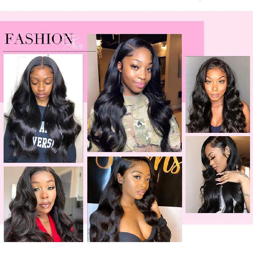 V-Part Human Hair Wig Body Wave, Natural Color, Density — product photo
